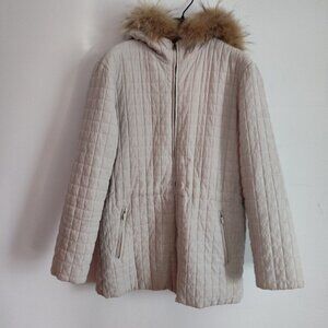 Ladies SZ XS Calvin Klein Racoon Trim Jacket